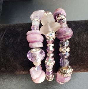 Purple Beaded Bracelet Set